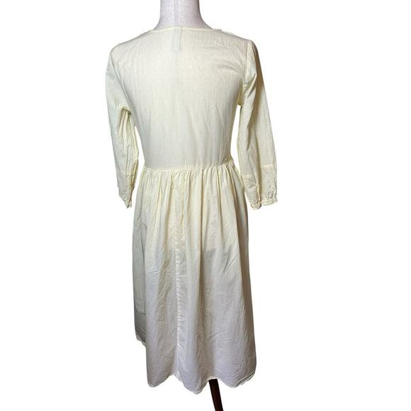 Ethnic by Outfitters Embroidered Floral Dress Yellow Pinstripe XS Boho Peasant - Picture 4 of 8